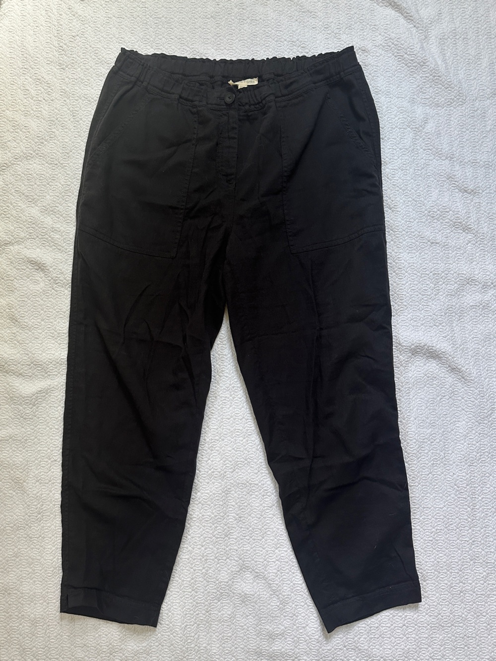 Eileen Fisher Black Relaxed Elastic-Waist pants